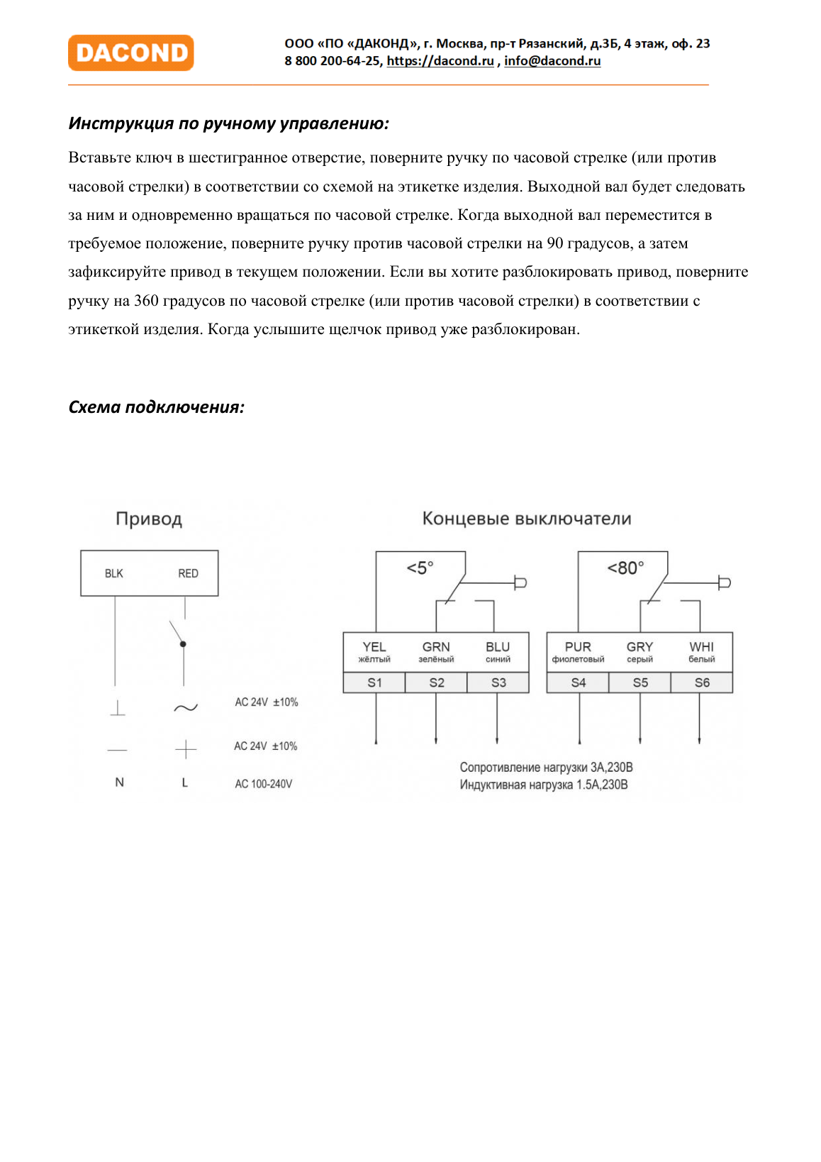 Противопожарный привод воздушной заслонки DAC-BLF230-03