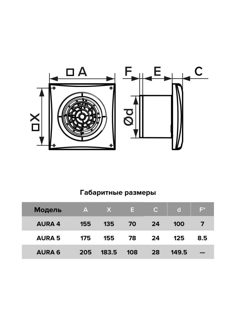 Вентилятор накладной AURA D125 обратный клапан Ivory DICITI