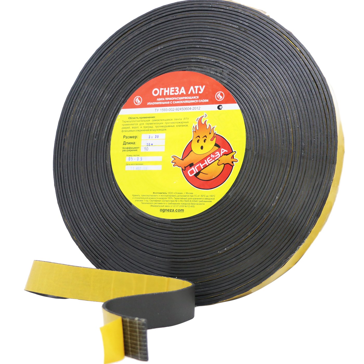 Лента термоуплотнительная ОГНЕЗА-ЛТУ 3×30 (рулон 20 пог.м.)