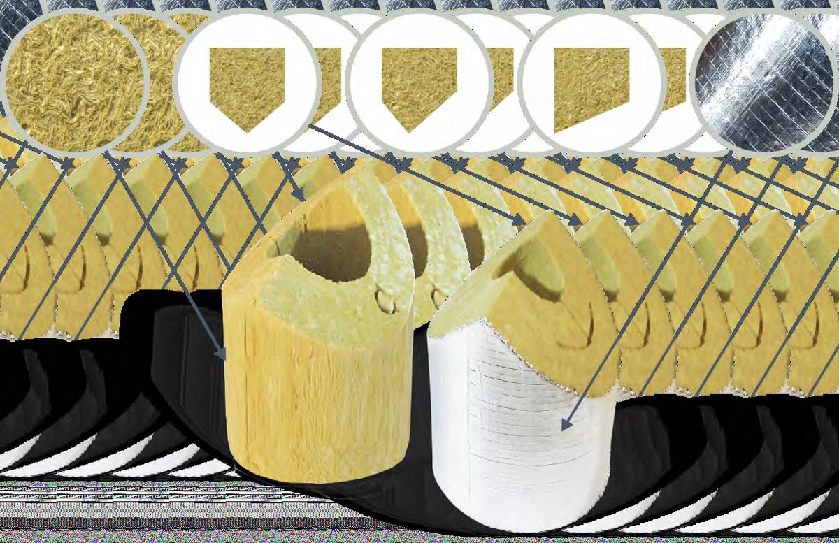 Врезки теплоизоляционные PIPEWOOL 100 Alu, кашированные алюминиевой фольгой, Ø18–1020 мм